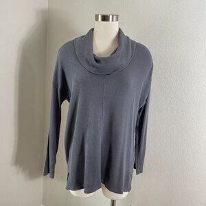 Splendid Womens Medium Gray Cowl Neck Long Sleeve Waffle Knit Top
